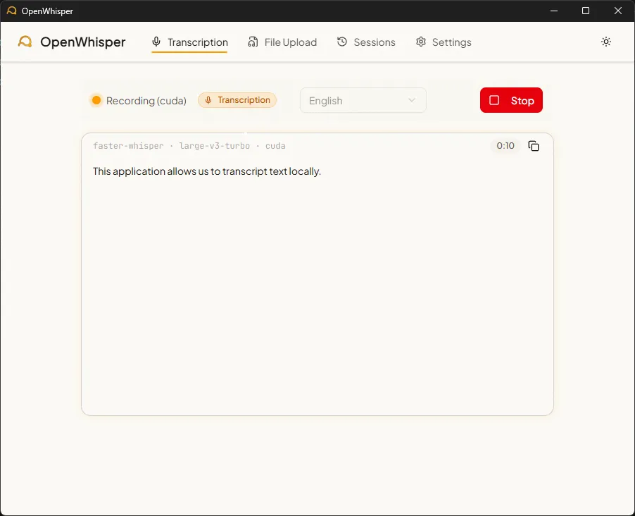 Figure 2 - Real-time transcription
